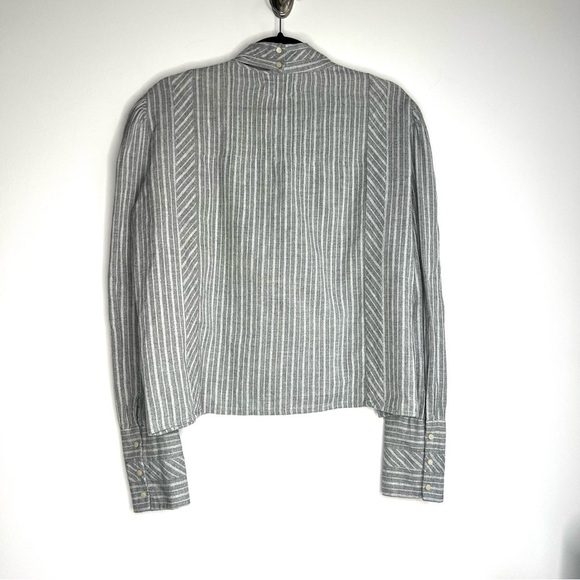 Isabel Marant Etoile Grey Striped Mock Neck Blouse - Picture 5 of 7